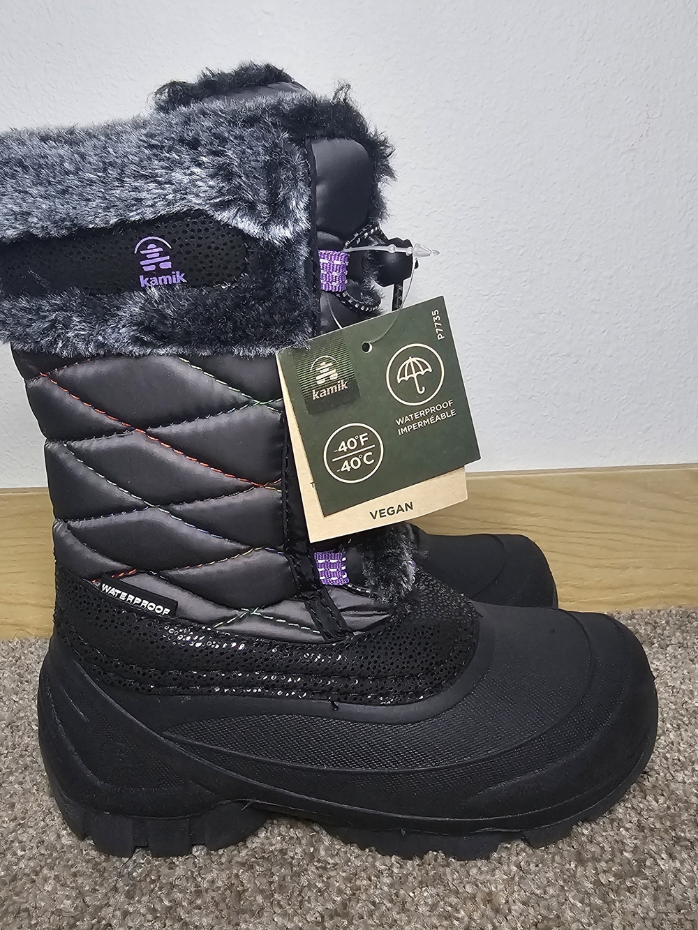 Kamik Black & Gray Waterproof Winter Boots